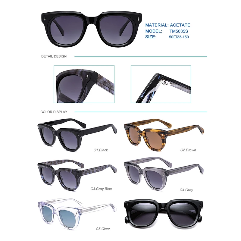 high quality new model custom logo acetate sunglasses